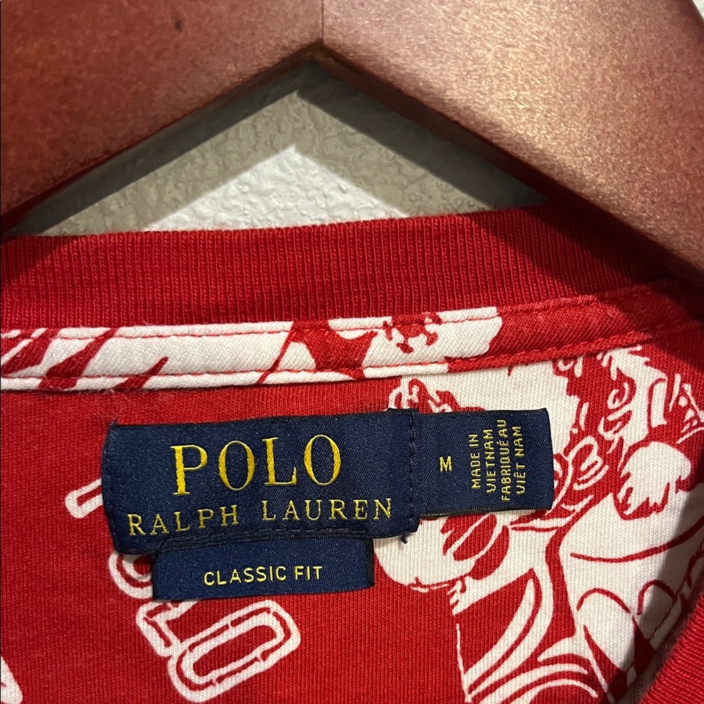 Polo by Ralph Lauren Red Tropical Print Men's Tee - Picture 3 of 4